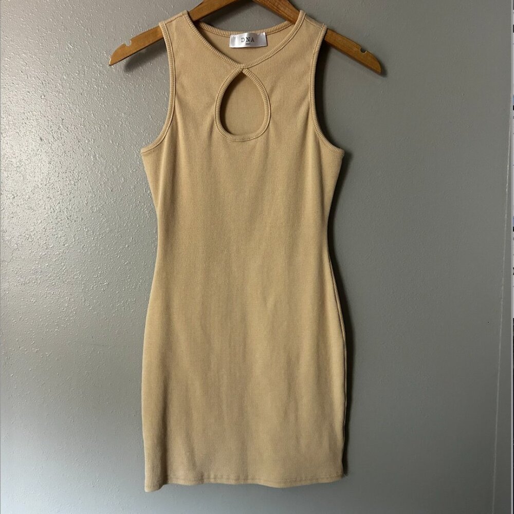 DNA tan mini dress with cutout - Small